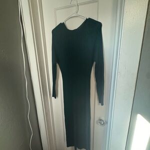 Green sweater midi dress